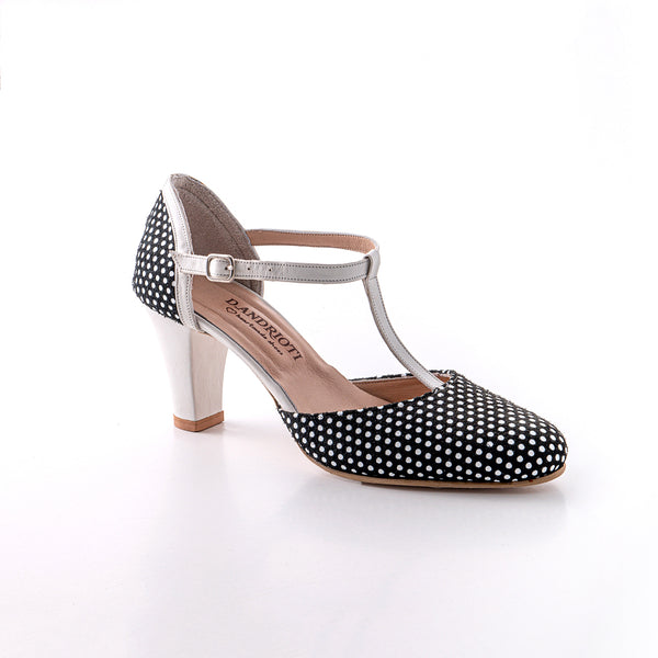 T-strap heels with polka dots